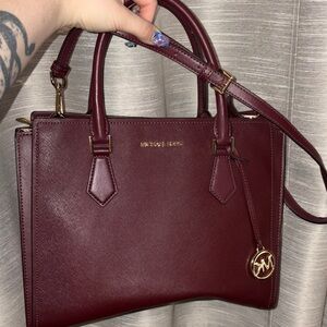 Michael Kors Dark Red Leather Satchel